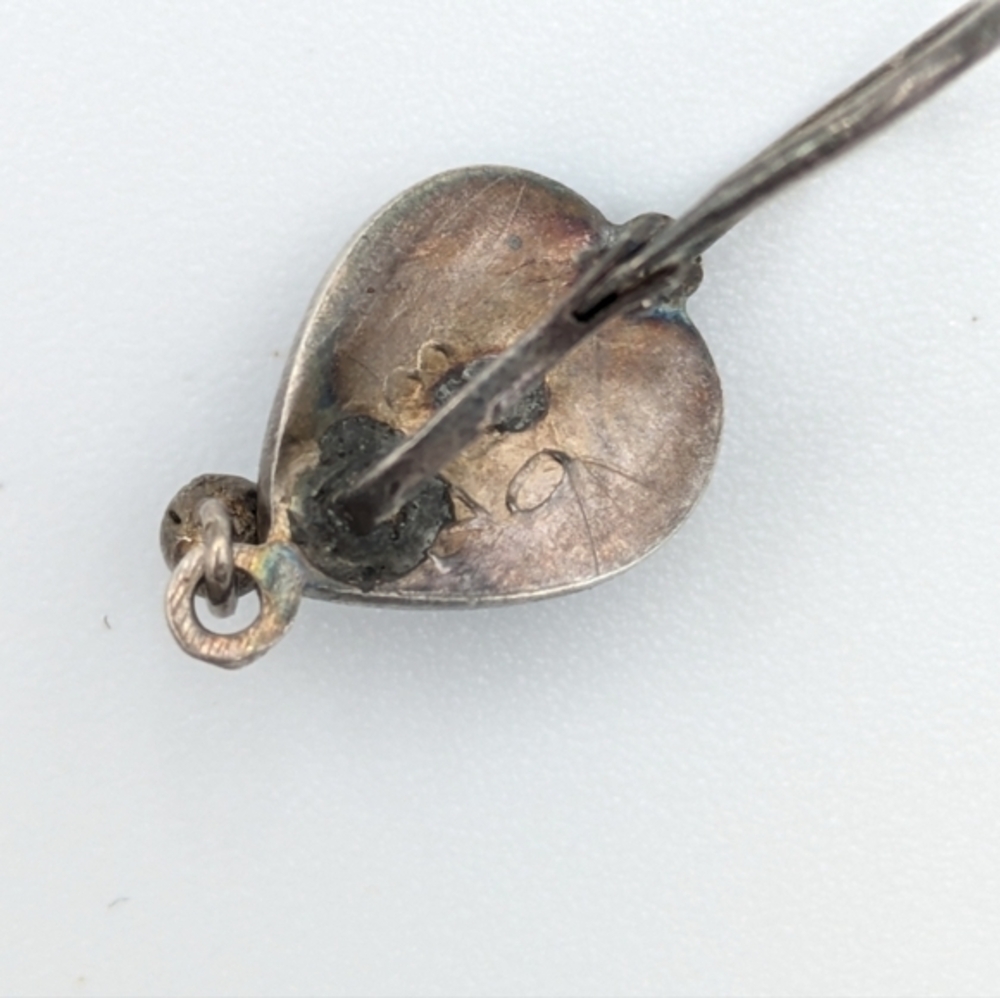 Antique 1815-1848 Biedermeier 800 silver blue heart drop earrings - Picture 4 of 7